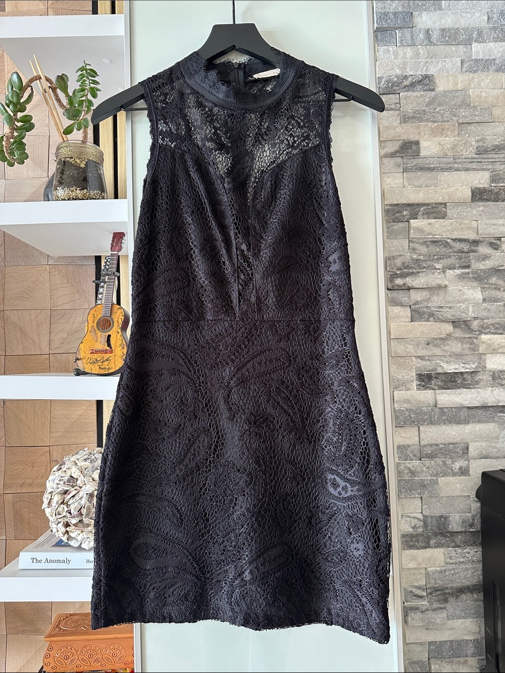 Just Me Black Lace Sleeveless Mini Dress